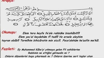 Fil Suresi Meali Okunuşu ve Anlamı